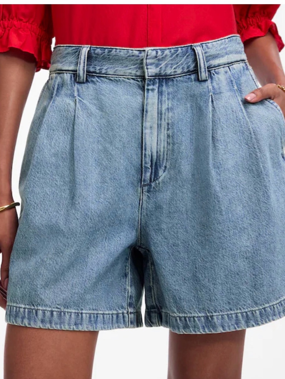 Madewell Pleated Trouser Denim Shorts